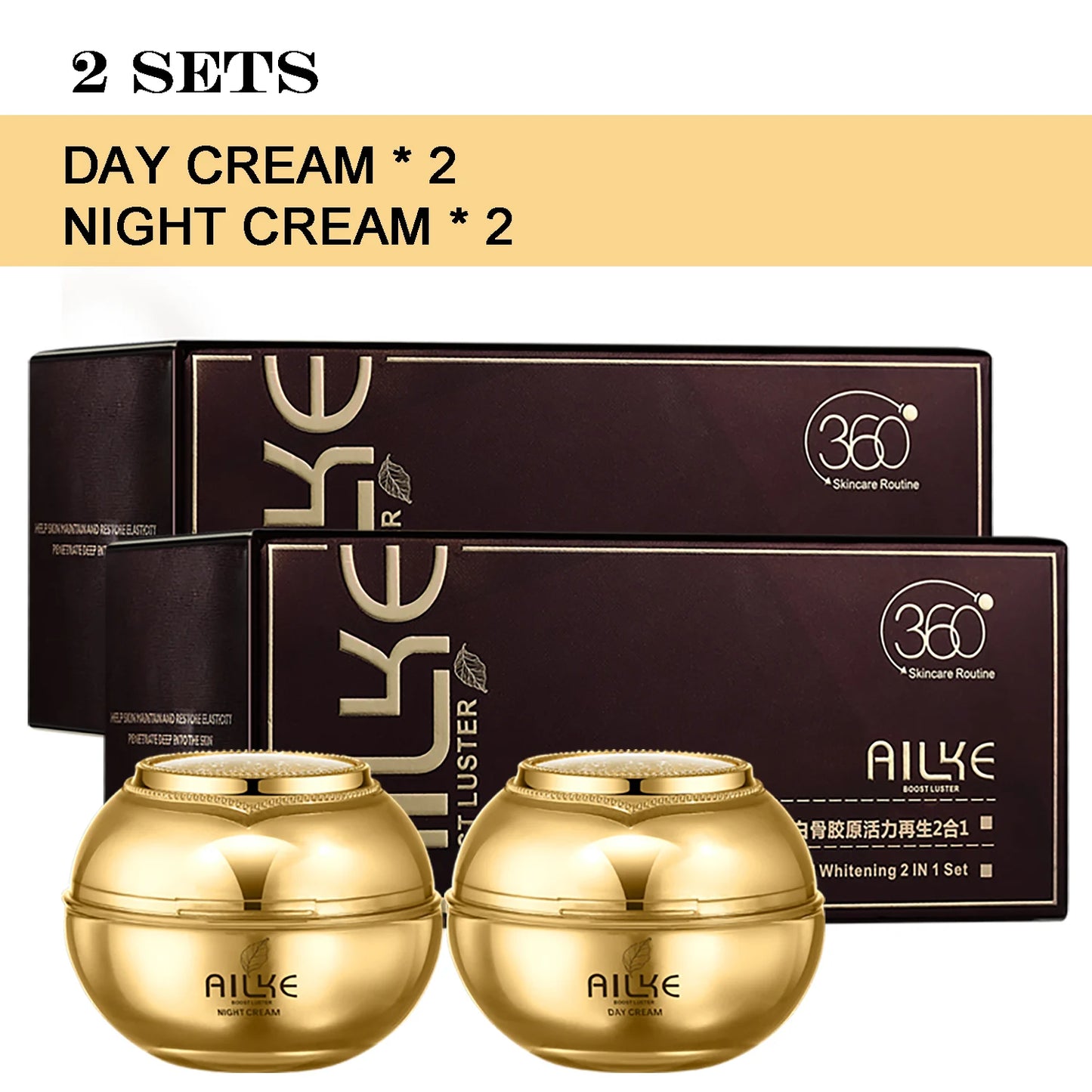 AILKE 24K Gold Skincare Set – Essence, Toner & Cream