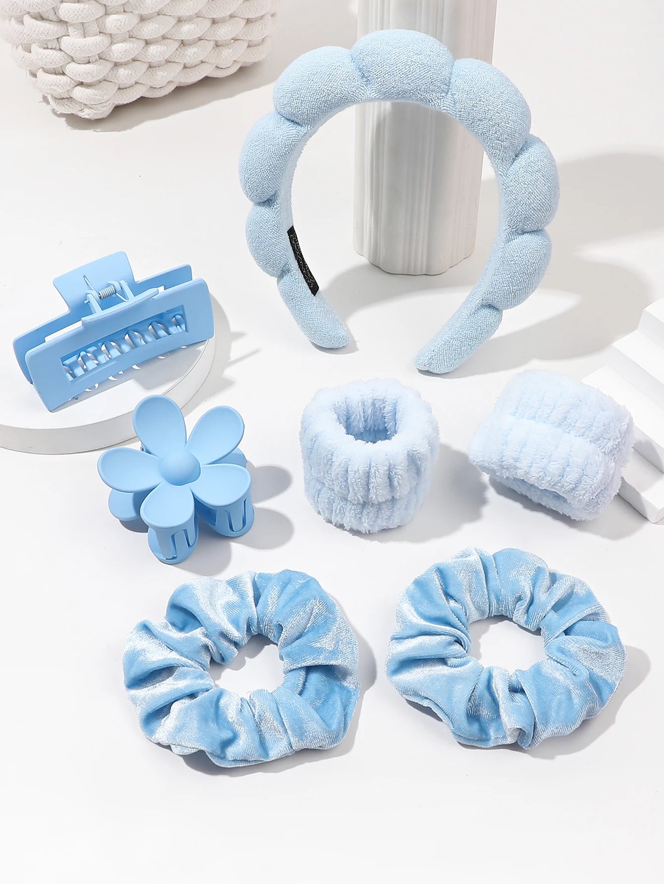 7PCS Skincare Headbands & Wristbands Set – Makeup & Face Wash