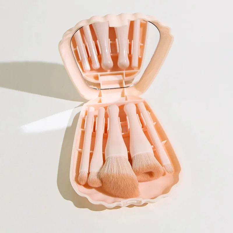 Makeup Brush Set (5pcs + Mirror) – Powder & Eyeshadow