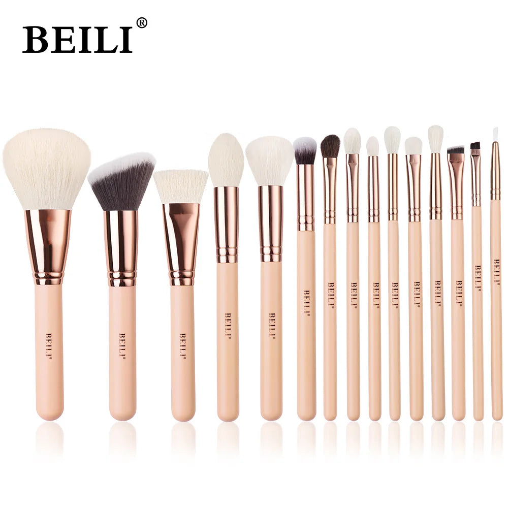 BEILI Pink Makeup Brush Set – Powder & Eyeshadow