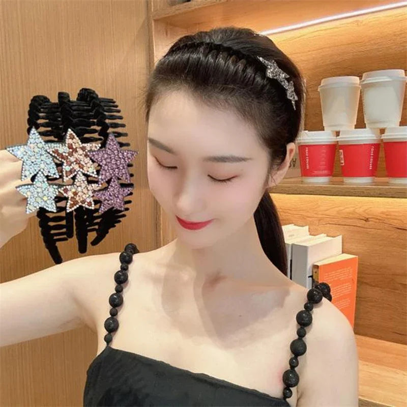 Rhinestone Headband – Luxury Double Star Hair Hoop