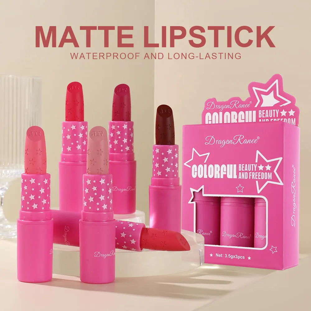 Matte Lipstick Set (3pcs) – Waterproof, Long Lasting