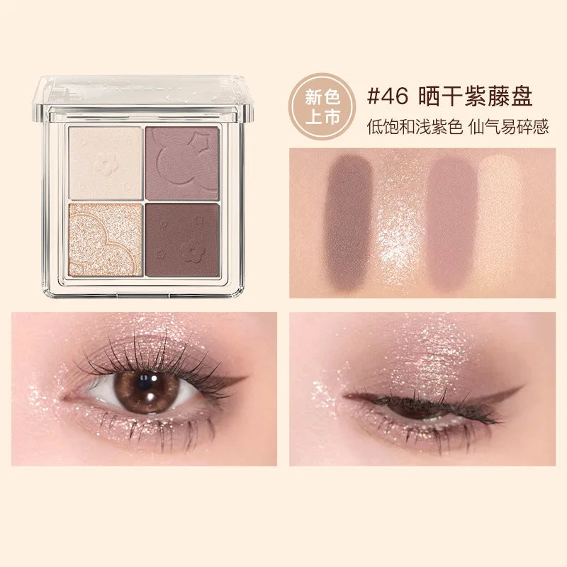 Judydoll 4-Color Eyeshadow Palette – Matte & Glitter Shades