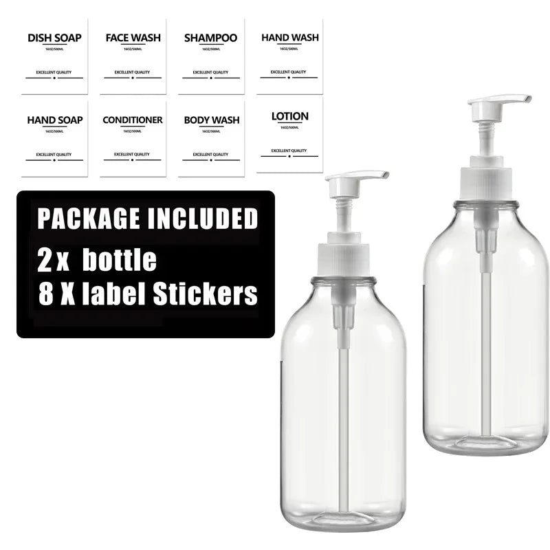 Wall-Mounted Shampoo & Conditioner Bottle Set – 500ml