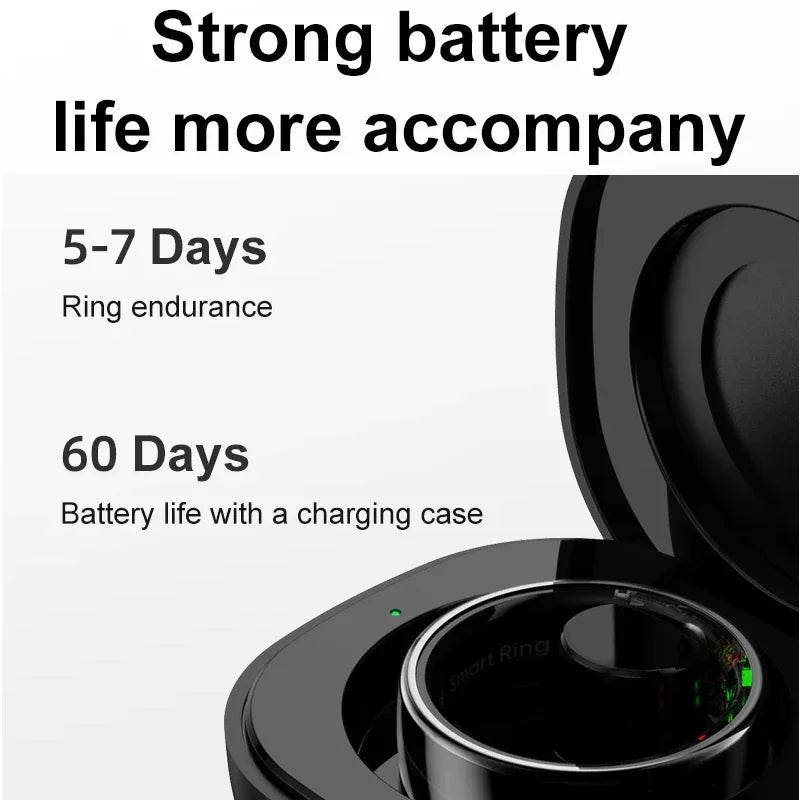 Smart Health Ring + Charging Case – Sleep, Fitness & Call Alerts