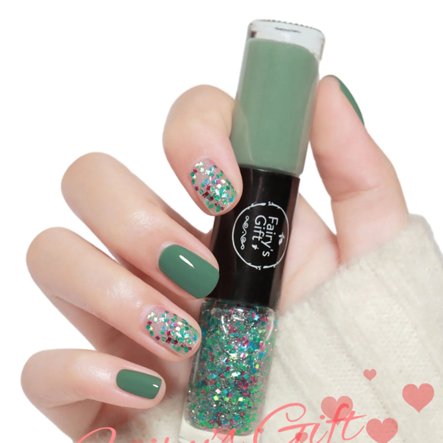 2-in-1 Glitter Nail Polish – Long-Lasting Quick-Dry Gel