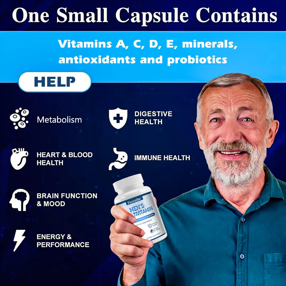 Men’s Multivitamin Supplement – Vitamin C, D3, B12 & Probiotics