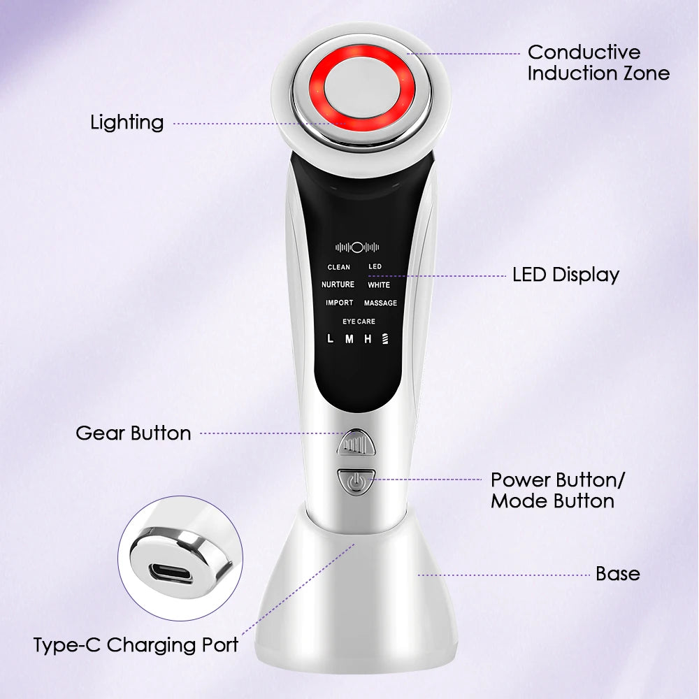 Multifunctional Facial Massager EMS Facial Beauty Massage Device Face Cleaning LED Skin Rejuvenation Lifting Tighten Care