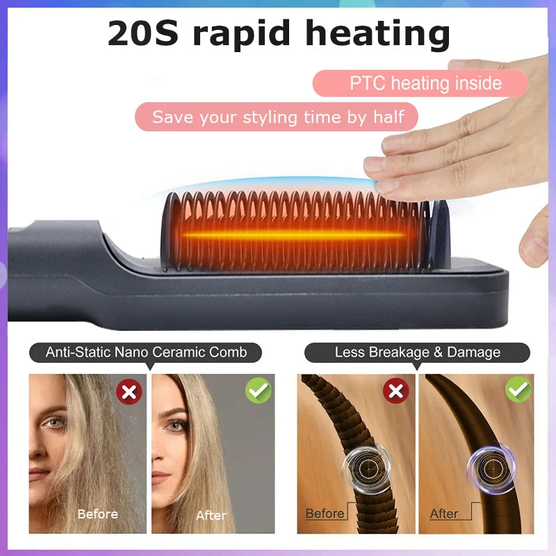 Electric Hot Comb – Ionic Straightening Brush, Anti-Scald