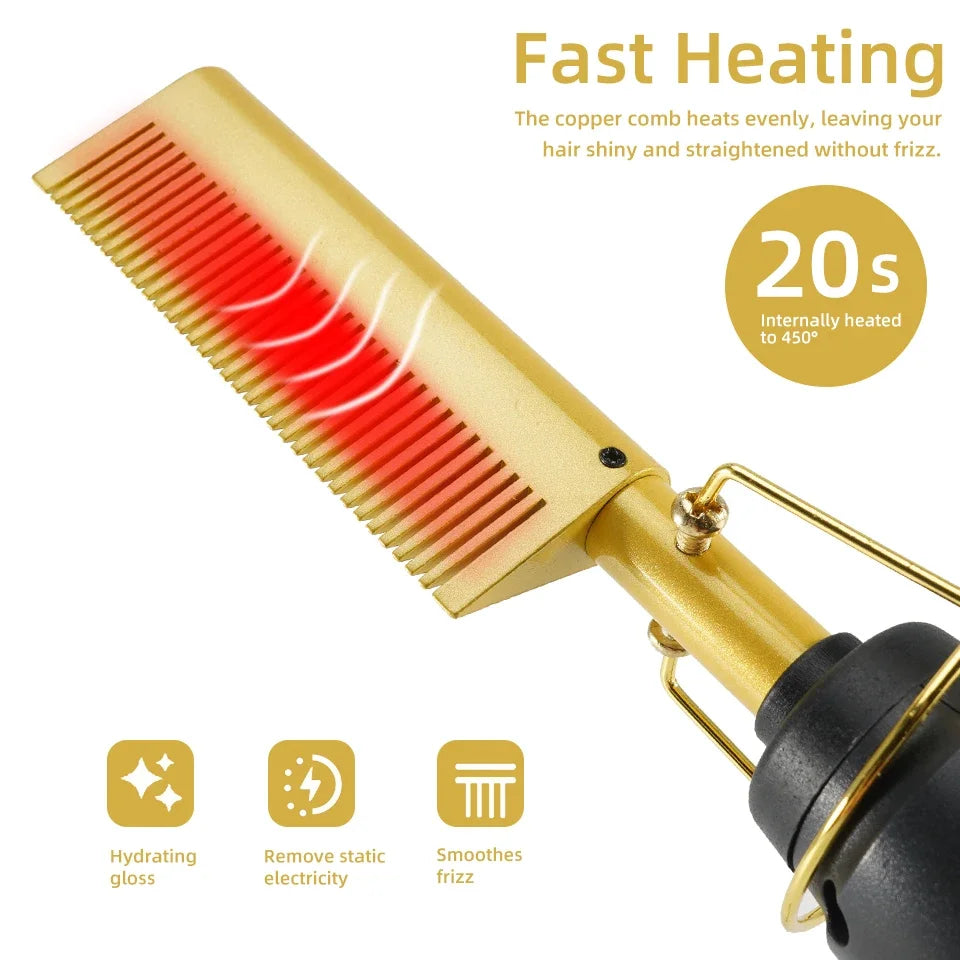 Hair Straightener Flat Iron – Wet & Dry Styling Comb Brush