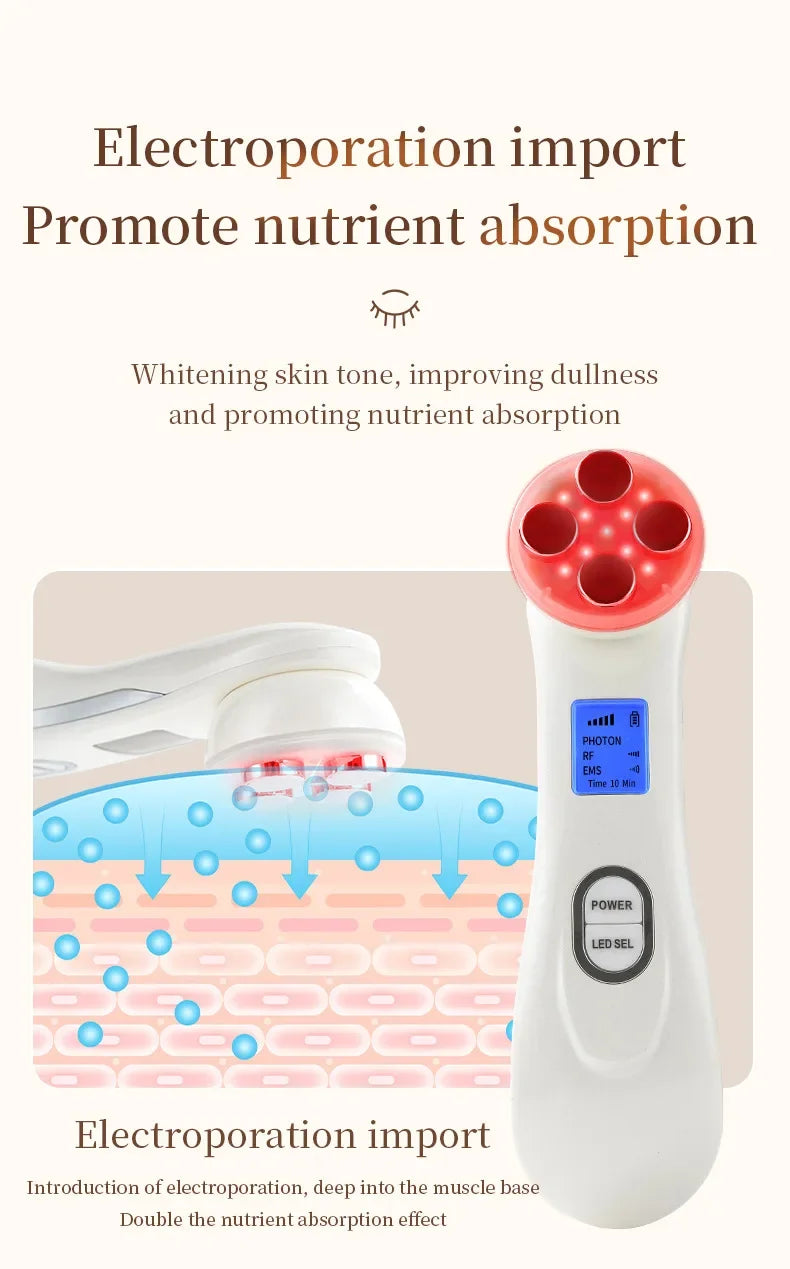 Facial Beauty Device EMS Microcurrent Introduction Facial Massager for Lifting and Firming Photon Skin Rejuvenation Anti-Wrinkle