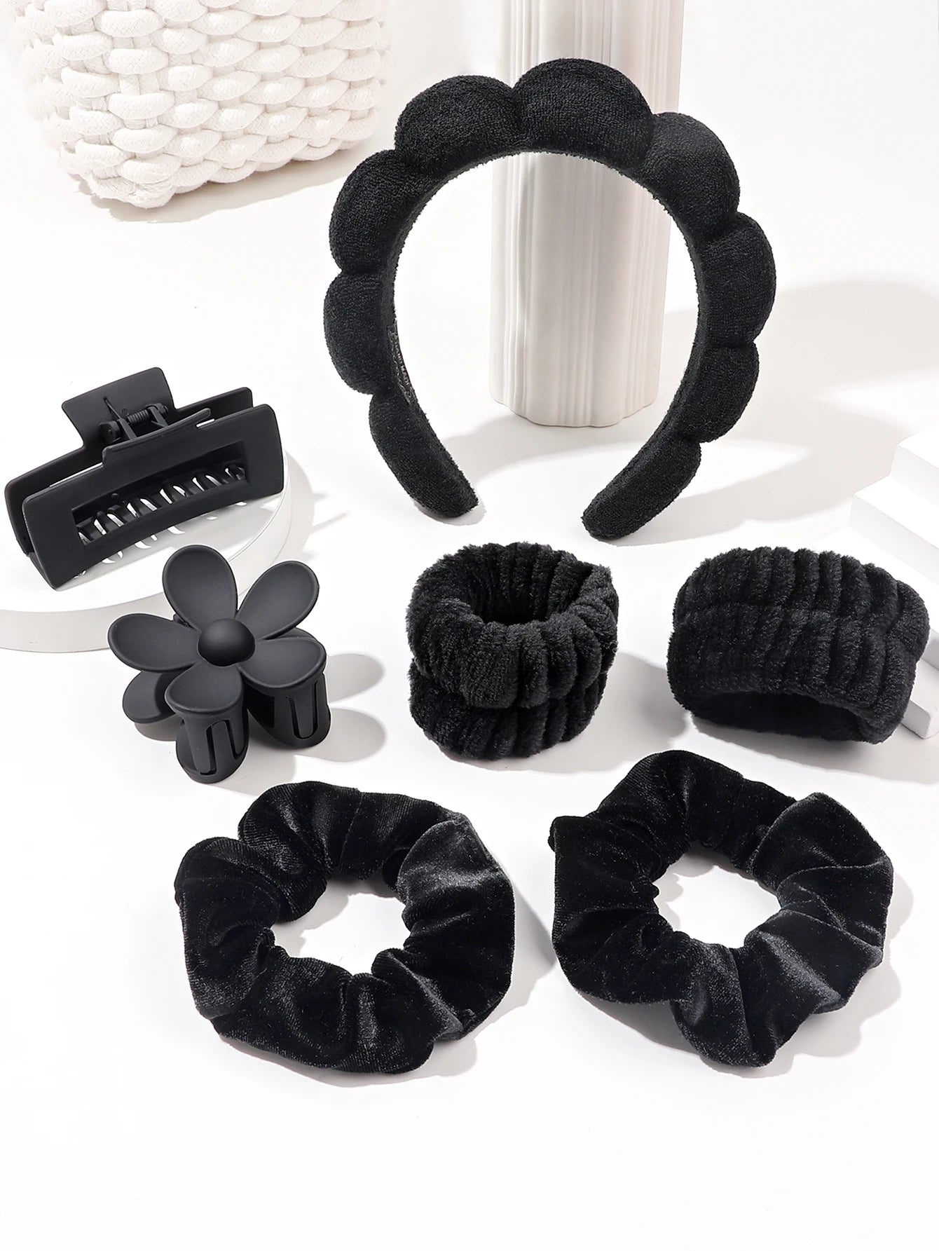 7PCS Skincare Headbands & Wristbands Set – Makeup & Face Wash
