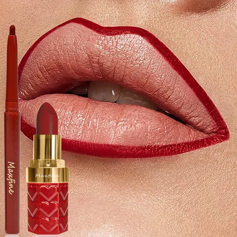 Velvet Matte Lip Liner Set – Waterproof Lipstick