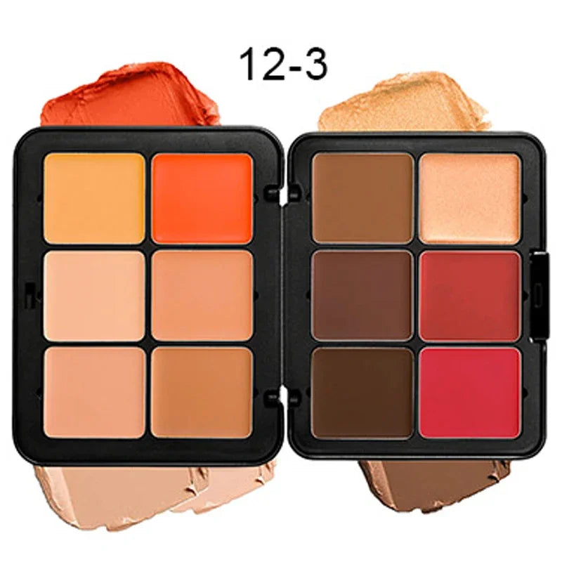 12-Color Concealer & Blush Palette – Matte Highlight & Contour