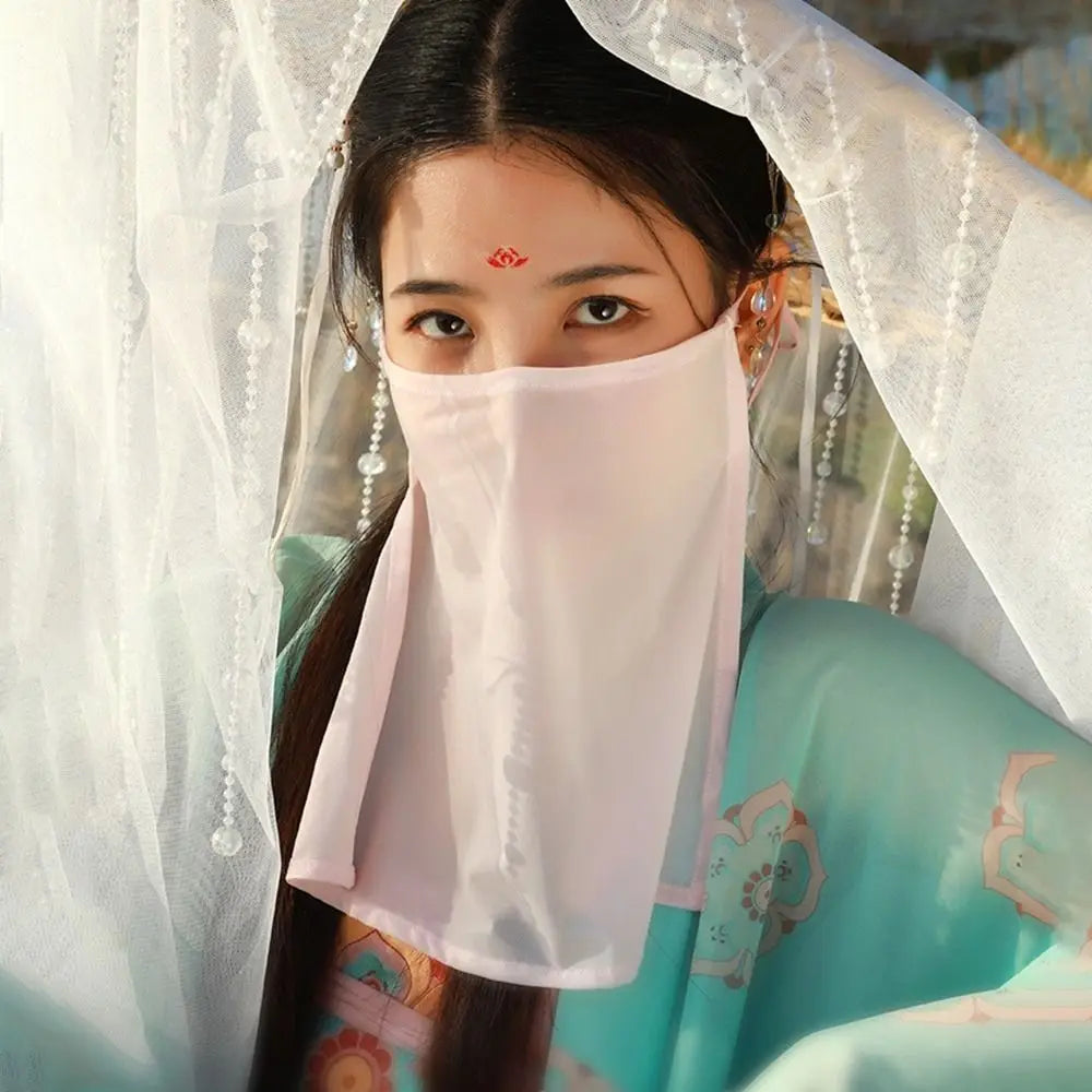Hanfu Face Scarf Veil – Sunscreen Mesh Mask Cover