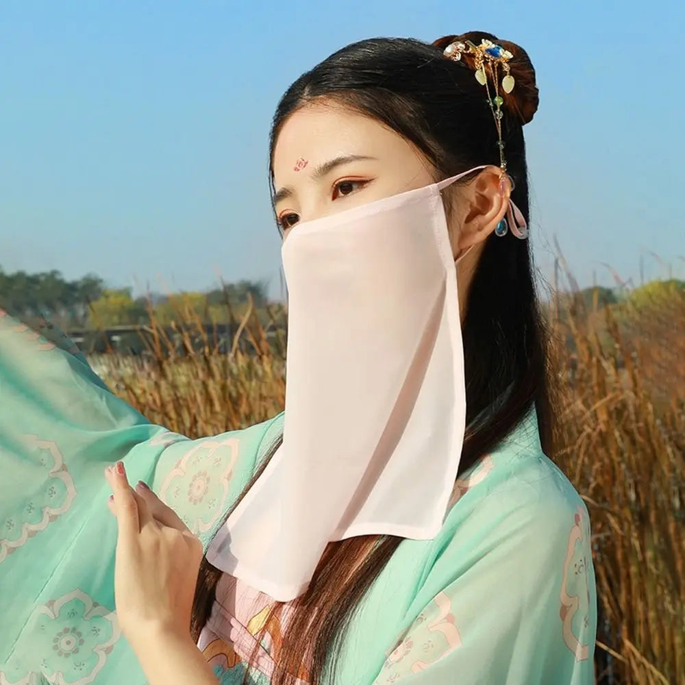 Hanfu Face Scarf Veil – Sunscreen Mesh Mask Cover
