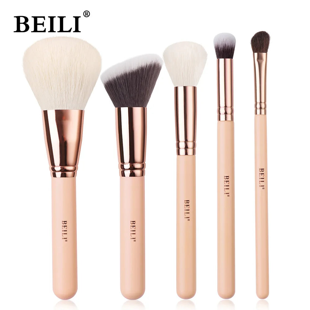 BEILI Pink Makeup Brush Set – Powder & Eyeshadow