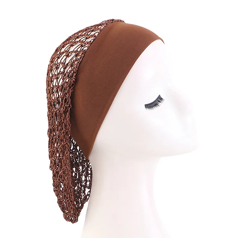 Women’s Crochet Hair Snood – Wide Band Mesh Wig Cap