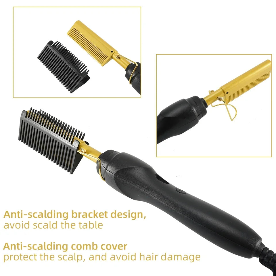 Hair Straightener Flat Iron – Wet & Dry Styling Comb Brush