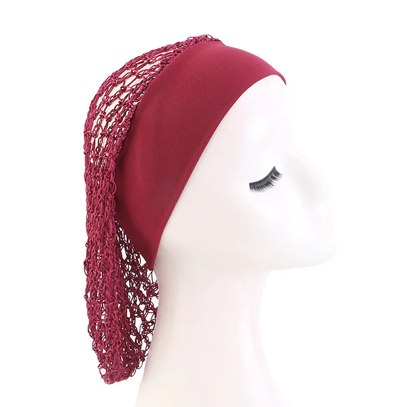 Women’s Crochet Hair Snood – Wide Band Mesh Wig Cap