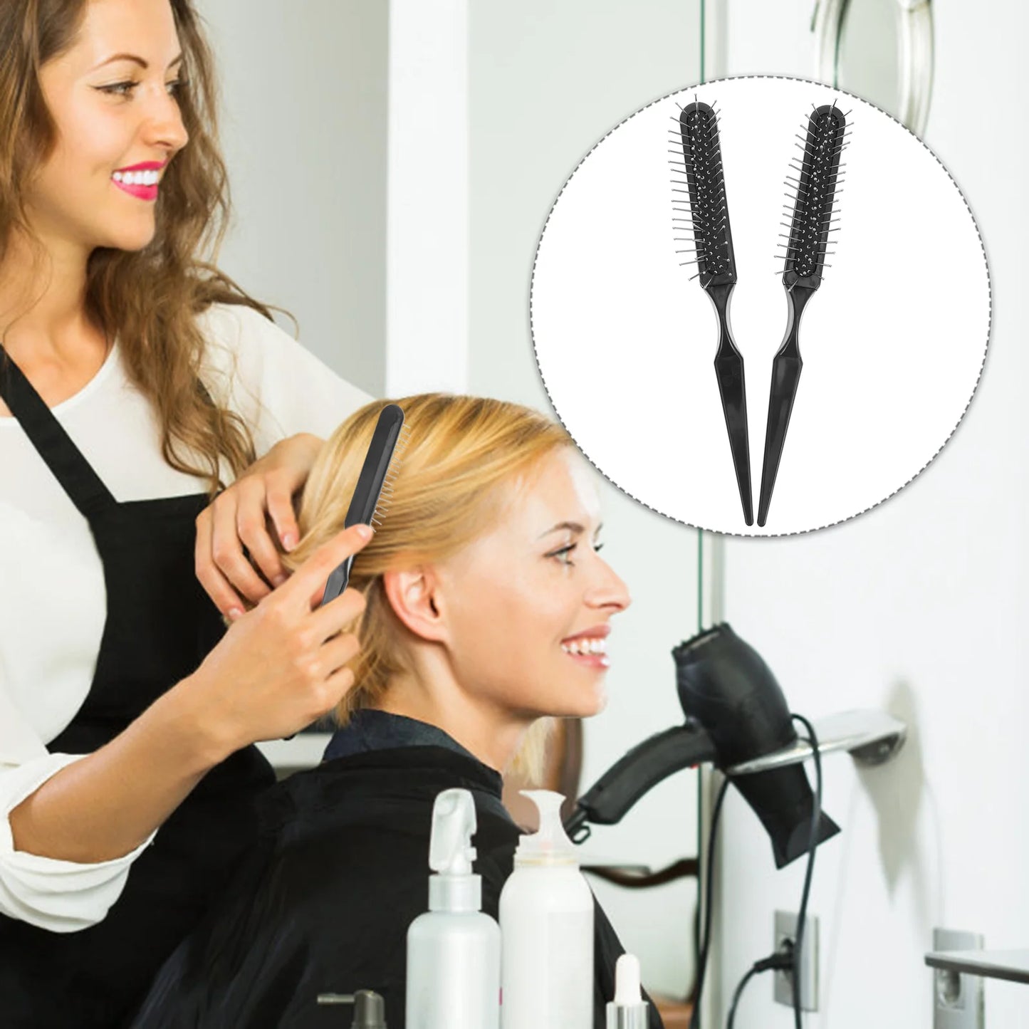 2-Piece Hair Comb Set – Rat Tail Pick & Detangling Brush