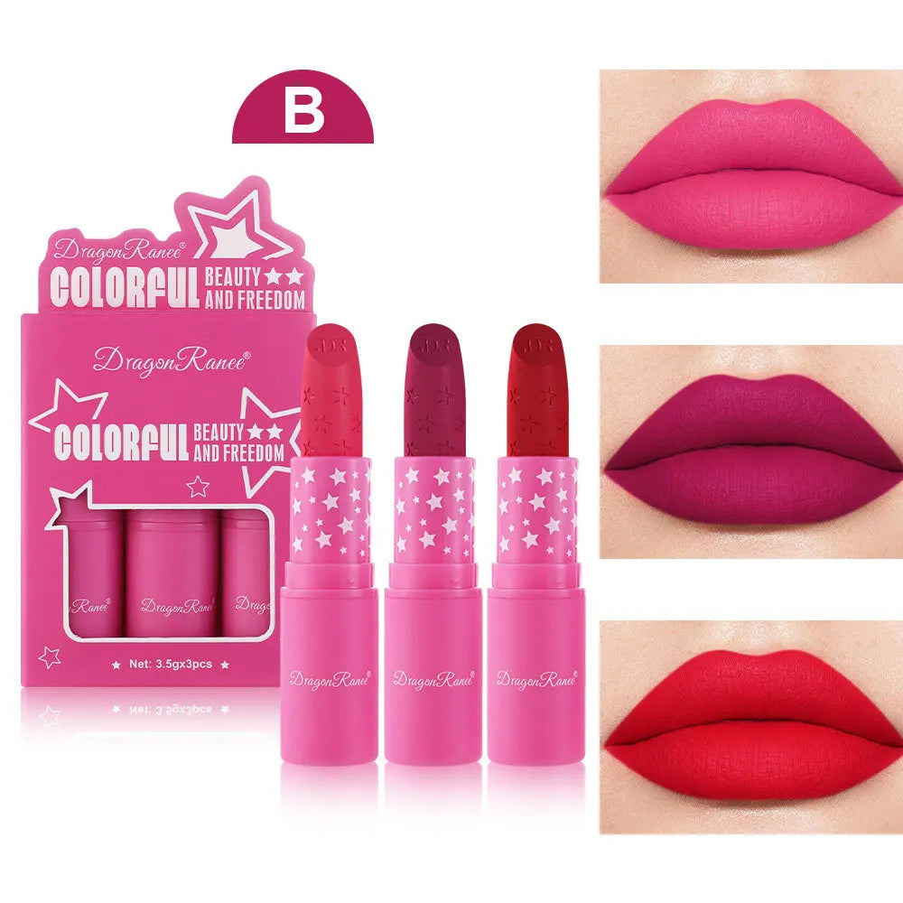 Matte Lipstick Set (3pcs) – Waterproof, Long Lasting