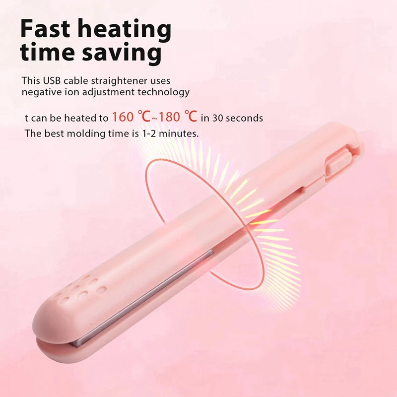 Mini USB Hair Straightener – Portable Travel Styler