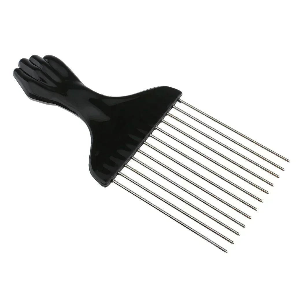 Black Fist Afro Pick Metal Wide Teeth Hair Comb For Volumizing Hair Styling Anti-static Comb Brush Detangling Comb