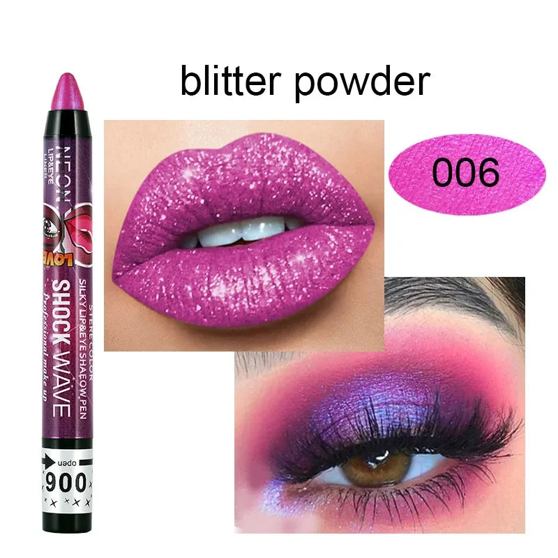 2-in-1 Eyeshadow & Lipstick Stick – Glitter & Matte