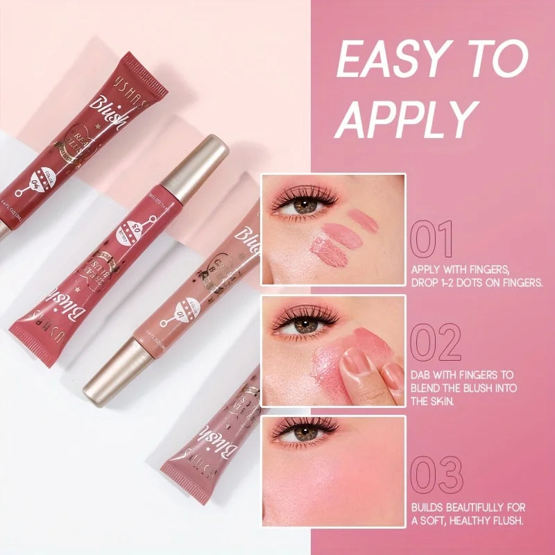 USHAS 4-Color Liquid Blush – Long-Lasting Waterproof Stick