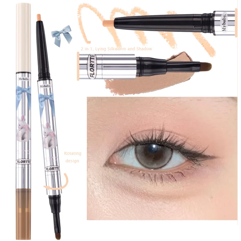 FLORTTE Double Head Silkworm Pen – Matte & Shimmer Shadow