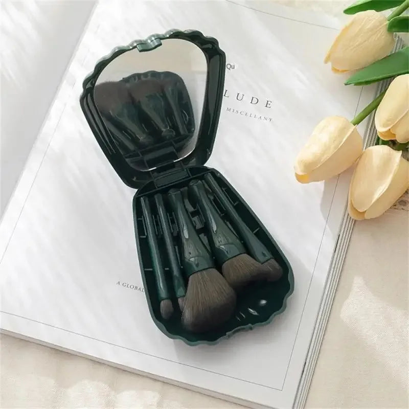 Makeup Brush Set (5pcs + Mirror) – Powder & Eyeshadow