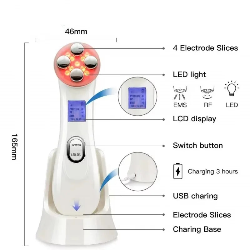 Facial Beauty Device EMS Microcurrent Introduction Facial Massager for Lifting and Firming Photon Skin Rejuvenation Anti-Wrinkle