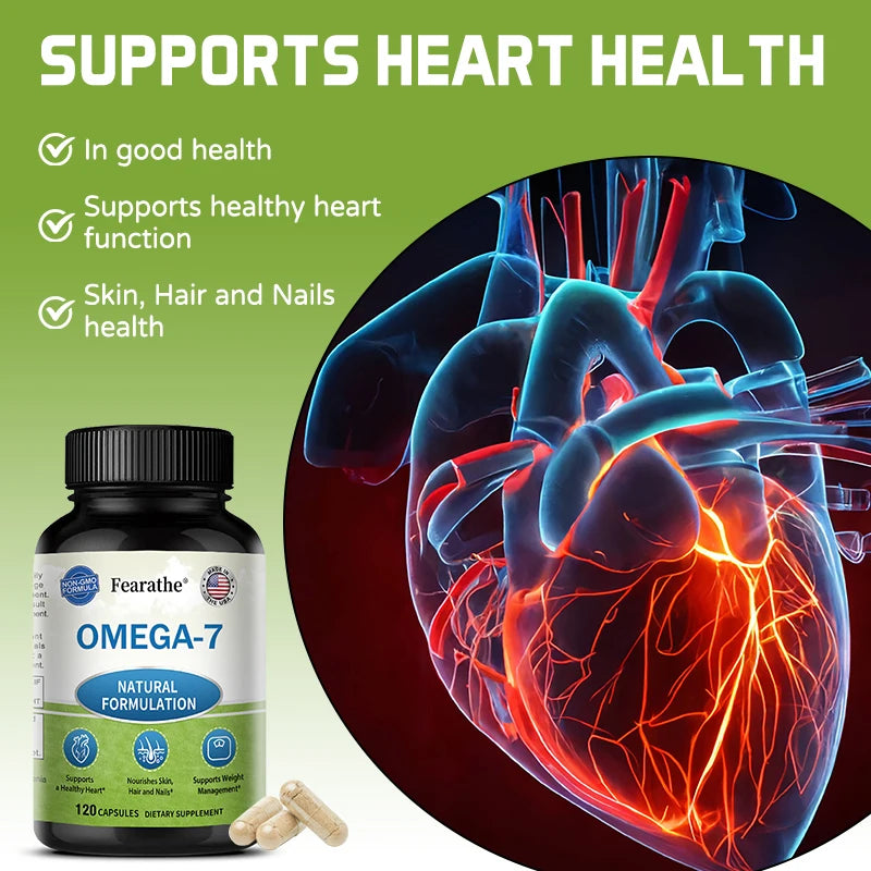 Omega 7 Fatty Acid Capsules – Heart, Skin & Hair Health