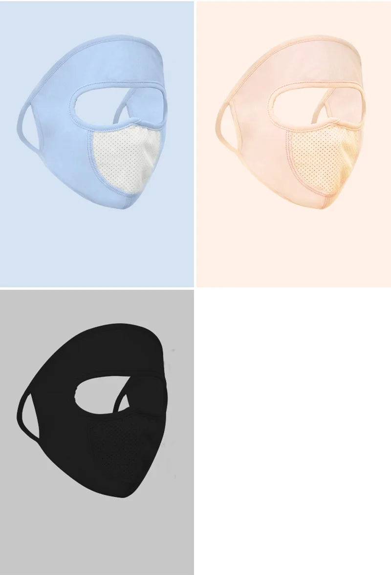 Ice Silk Sunscreen Mask Outdoor Sports Anti-UV Face Mask Cycling Breathable Anti-dust Face Cover Women Girls Hanging Ear Mask