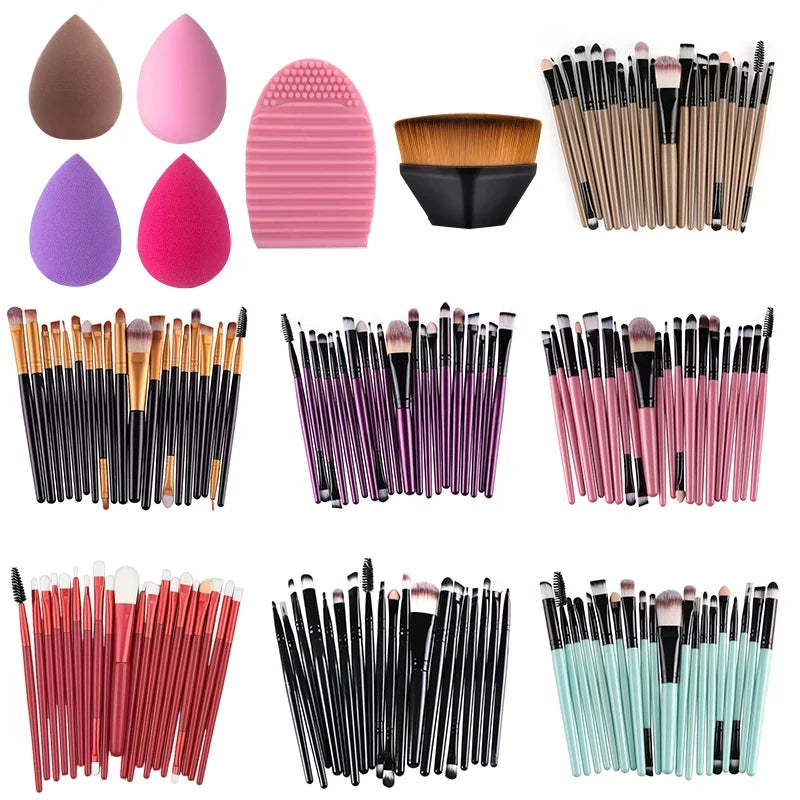 Makeup Brush Set (8–20pcs) – Foundation & Eyeshadow