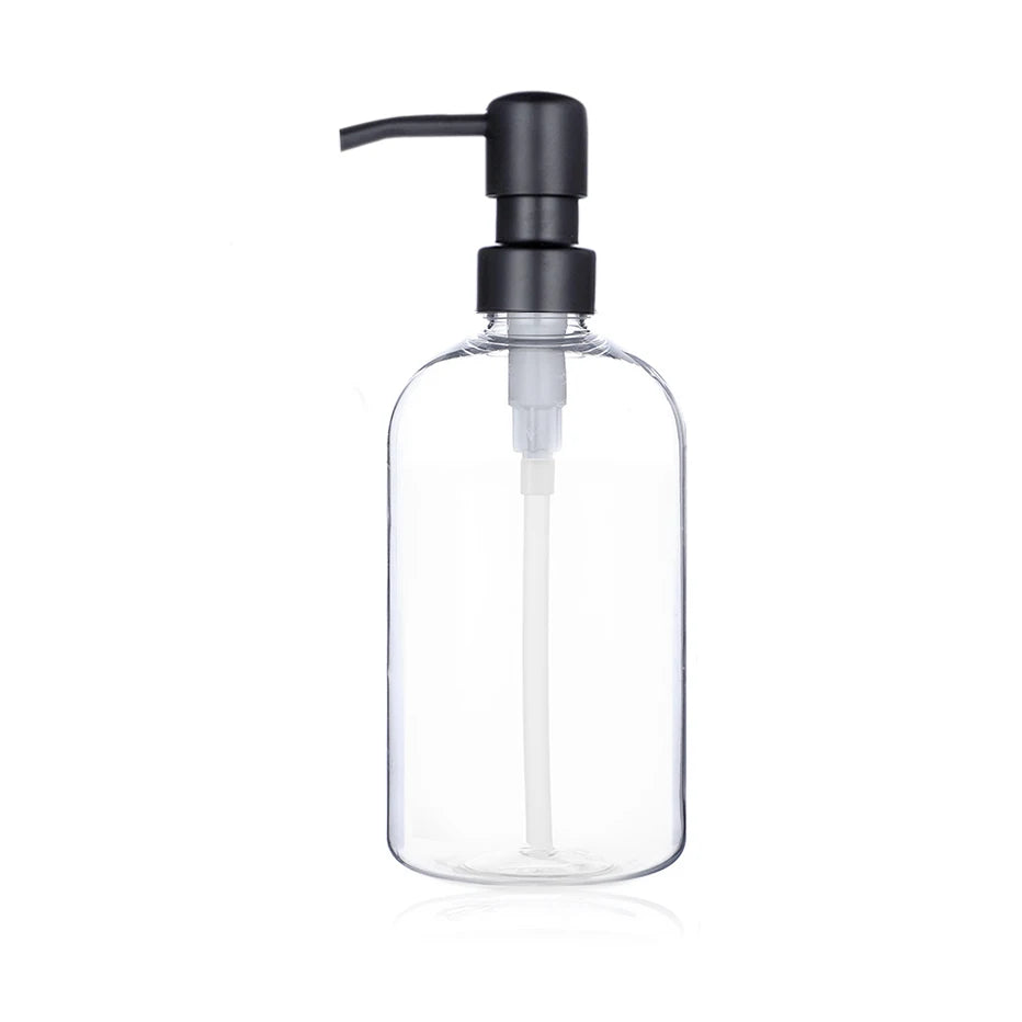 Clear Shampoo & Body Wash Dispenser Set – Stainless Pump