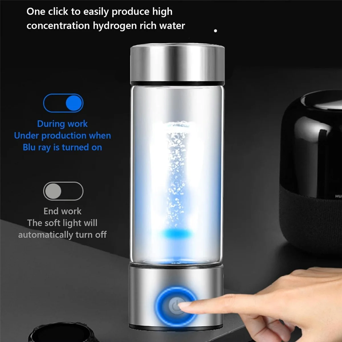 Hydrogen Water Bottle – Portable Rechargeable Glass Generator