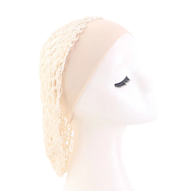 Women’s Crochet Hair Snood – Wide Band Mesh Wig Cap