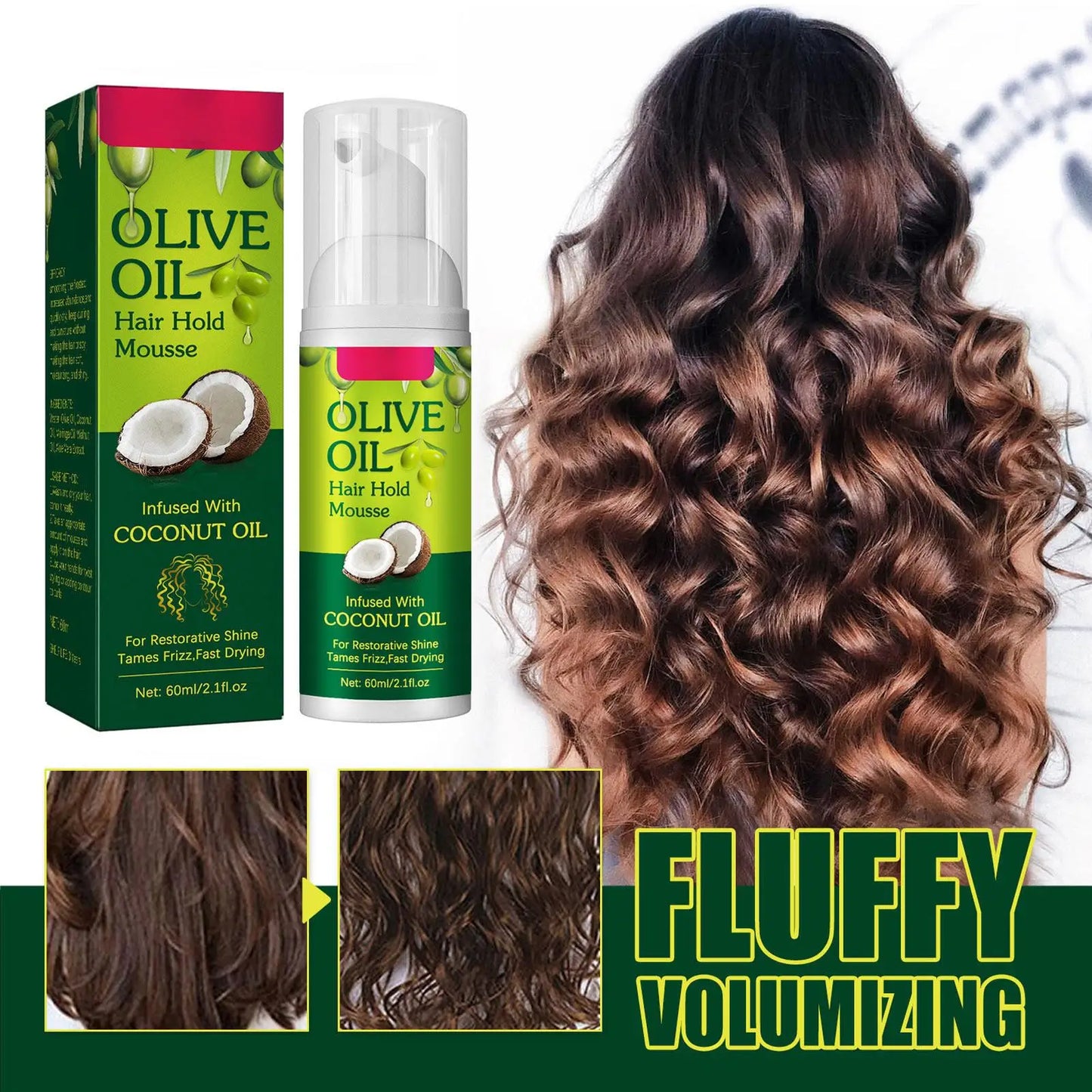 Olive Oil Hair Mousse – Long-Lasting Nourishment, 60ml
