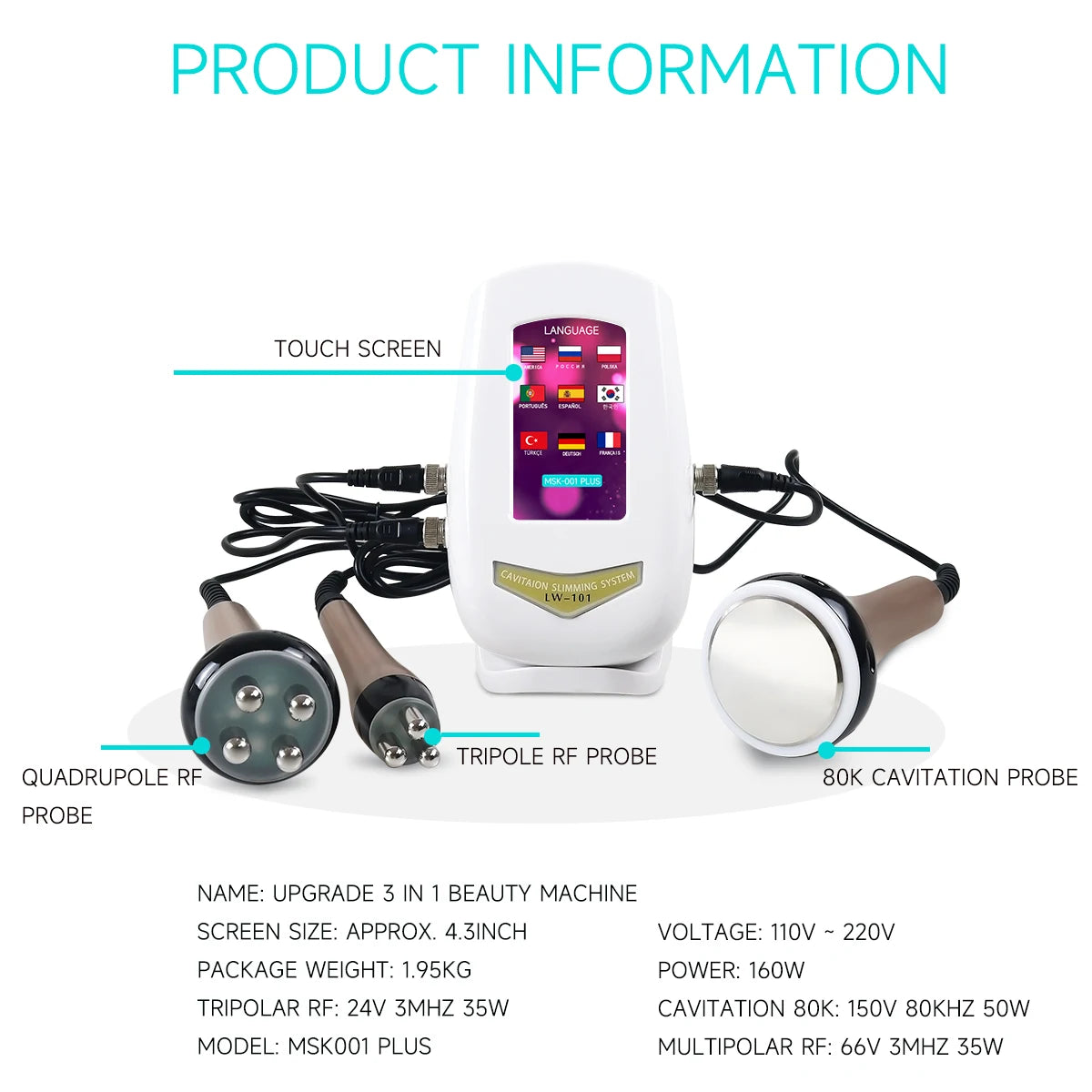 MEISIKANG 3-in-1 Cavitation Ultrasonic Machine – Body & Face Care