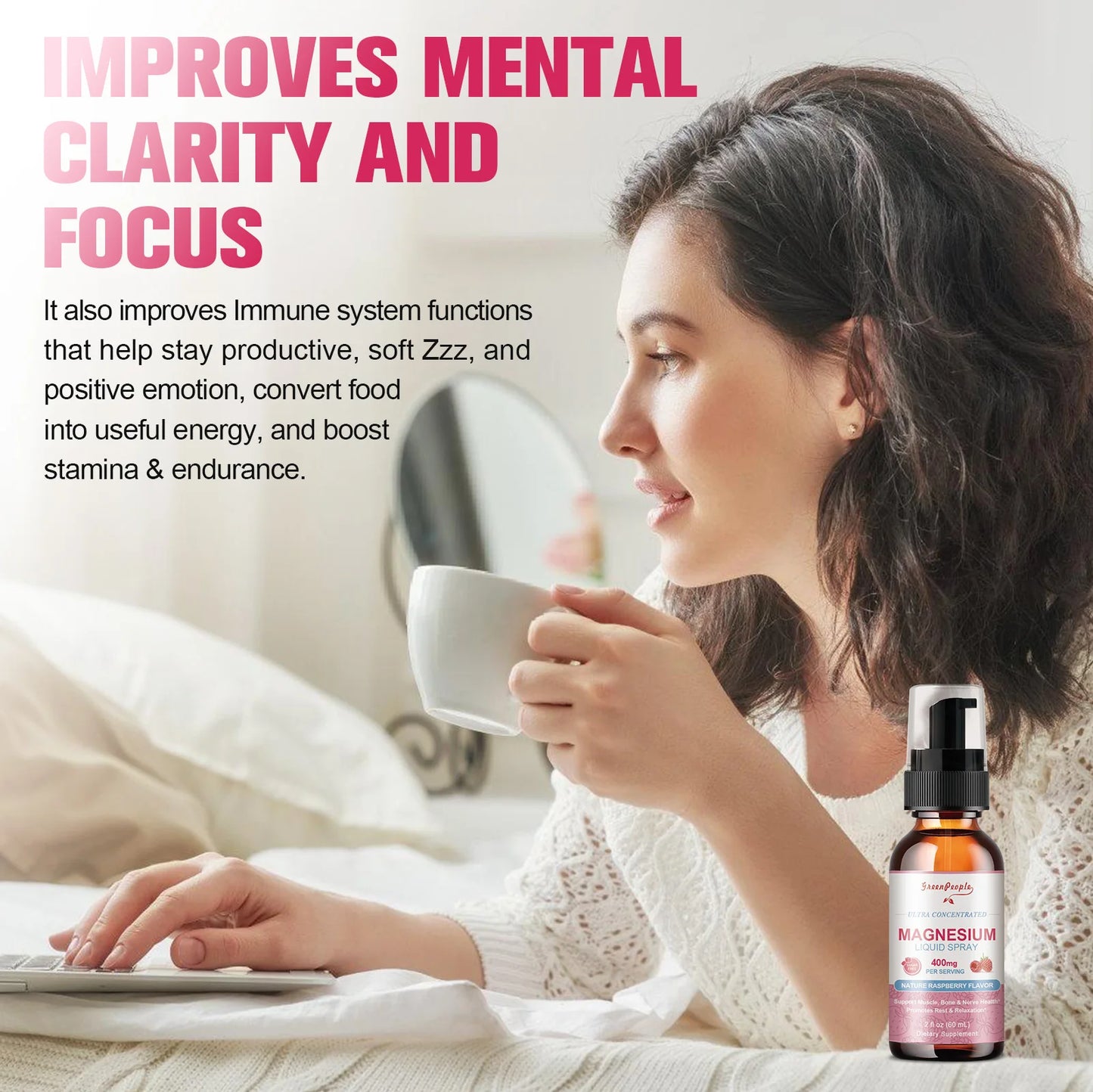 Magnesium Glycinate Liquid – 400mg with B6, C, D & Zinc