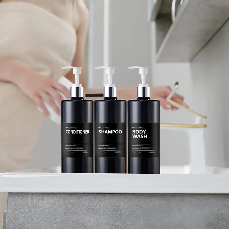 3PCS Bathroom Soap & Shampoo Dispenser – 500ml Labels