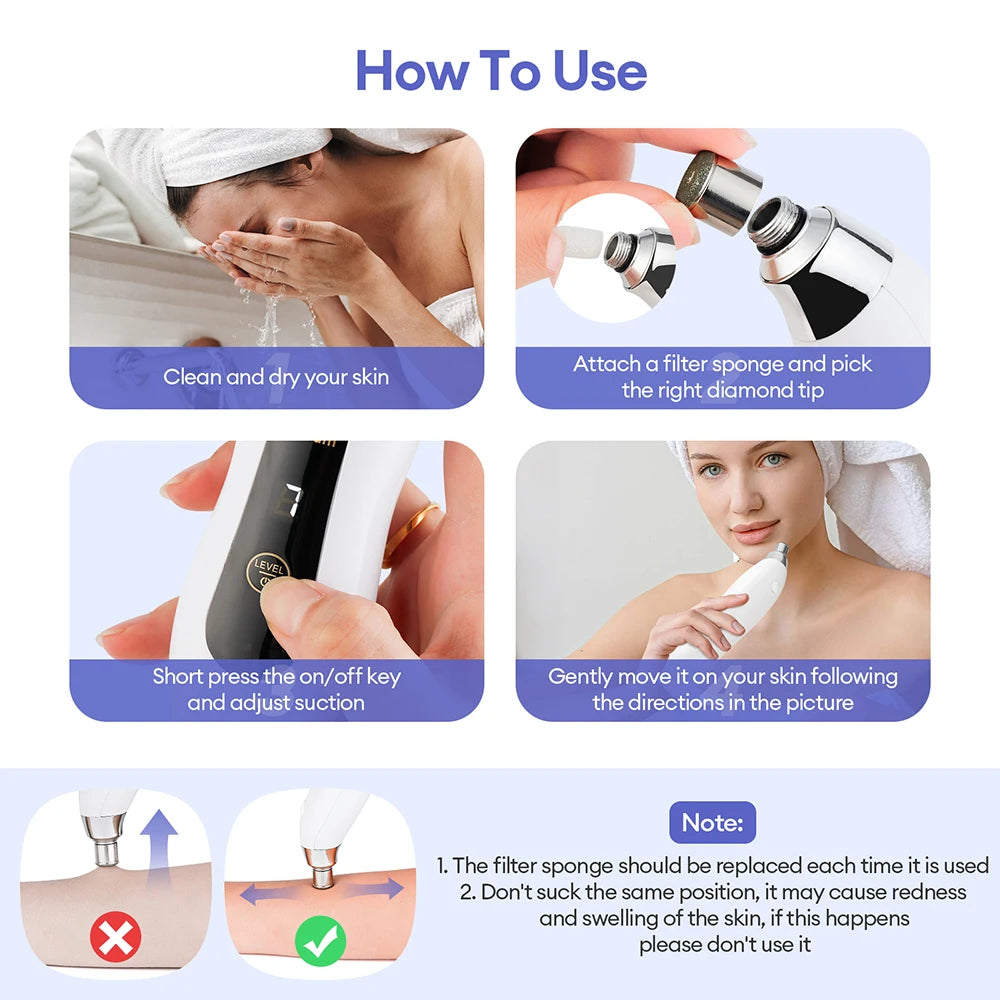 Portable Diamond Peeling Machine Microdermabrasion Facial Deep Cleaning Skin Care Device Exfoliation Vacuum Blackhead Remover