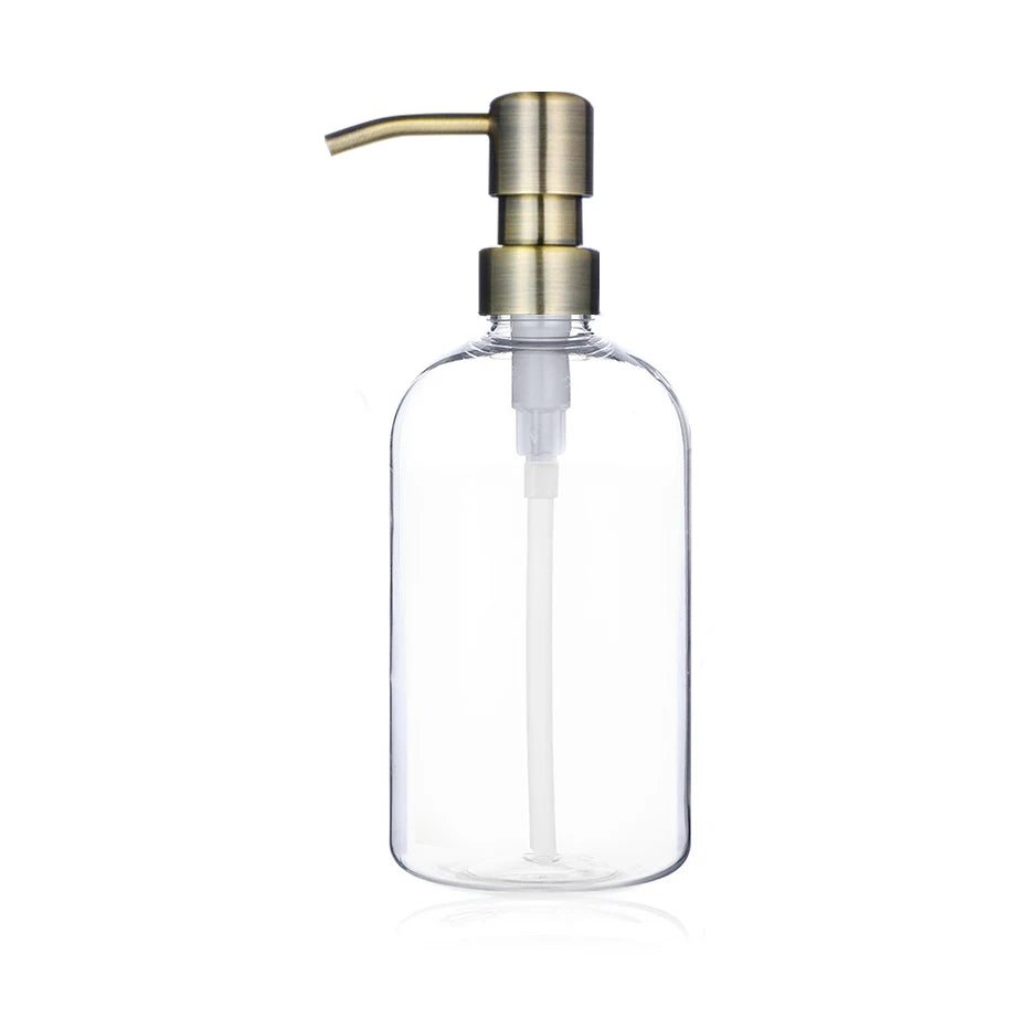 Clear Shampoo & Body Wash Dispenser Set – Stainless Pump