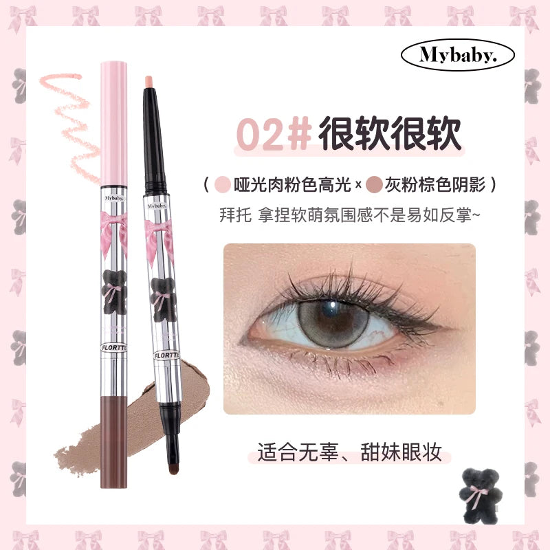 FLORTTE Double Head Silkworm Pen – Matte & Shimmer Shadow