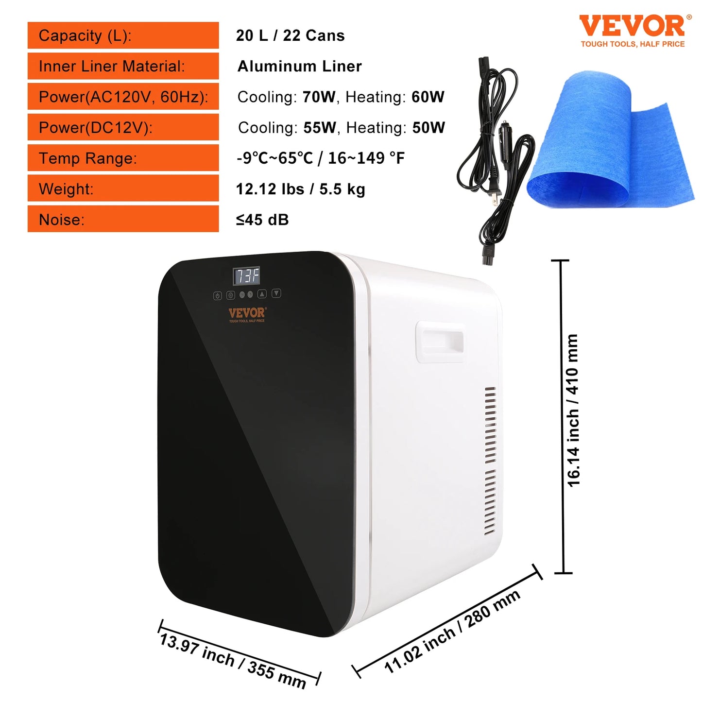 VEVOR 20L Mini Fridge – Portable Skincare & Cosmetic Cooler