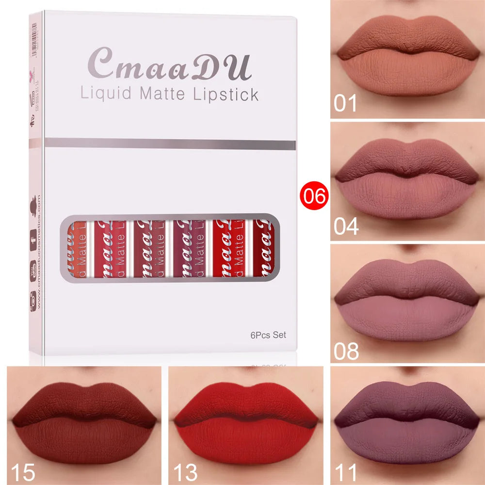 6PCS Liquid Lip Gloss Set – Waterproof & Long Lasting
