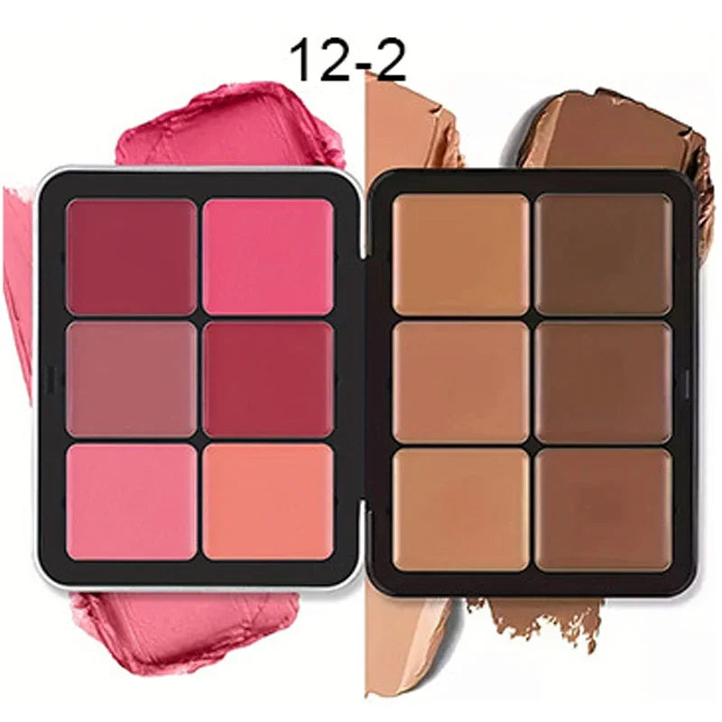 12-Color Concealer & Blush Palette – Matte Highlight & Contour