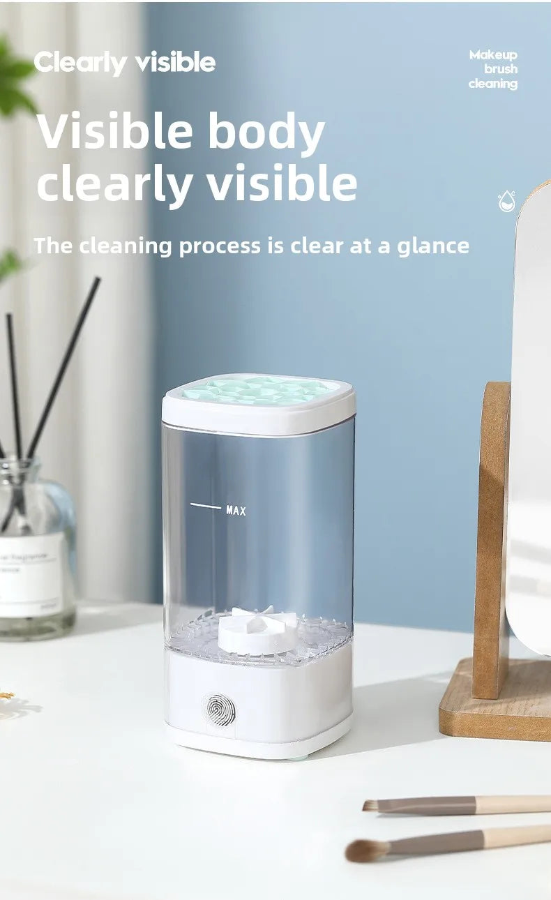 Automatic Makeup Brush Cleaning Machine Electric Cosmetic Tool with Storage Case for Powder Puff Sponge Lazy Beauty Essential